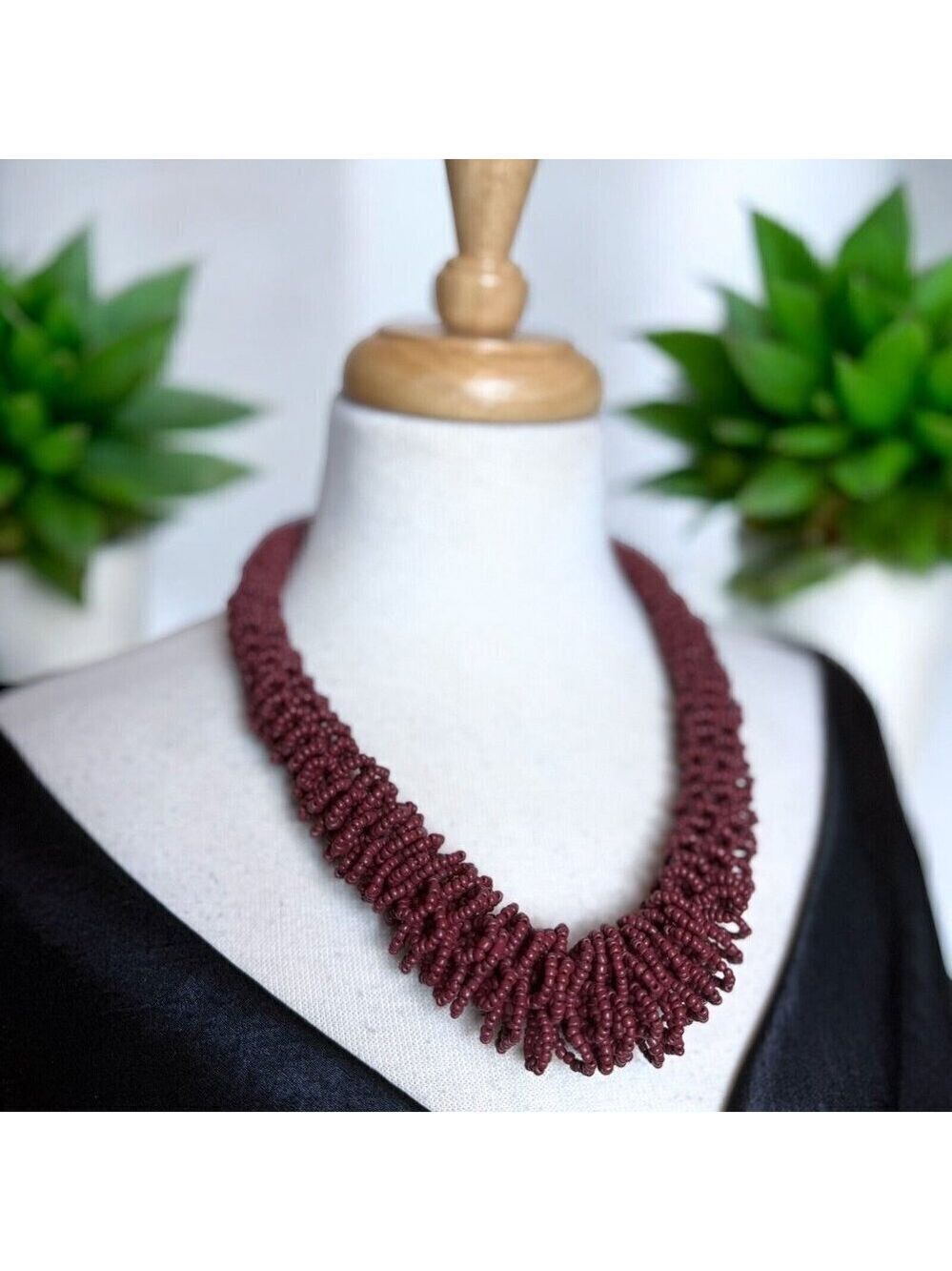 Brown Seed Bead Loop Statement Necklace